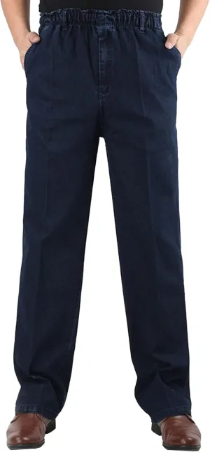 DGHM-JLMY Mens Elastic Waist Jeans Casual Mens Elastic Waist Denim Pants Relaxed Fit Straight Trousers Pant