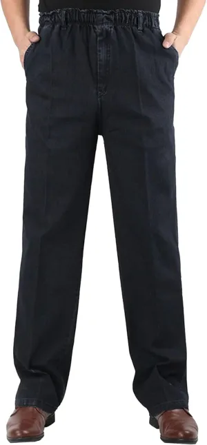 DGHM-JLMY Mens Elastic Waist Jeans Casual Mens Elastic Waist Denim Pants Relaxed Fit Straight Trousers Pant