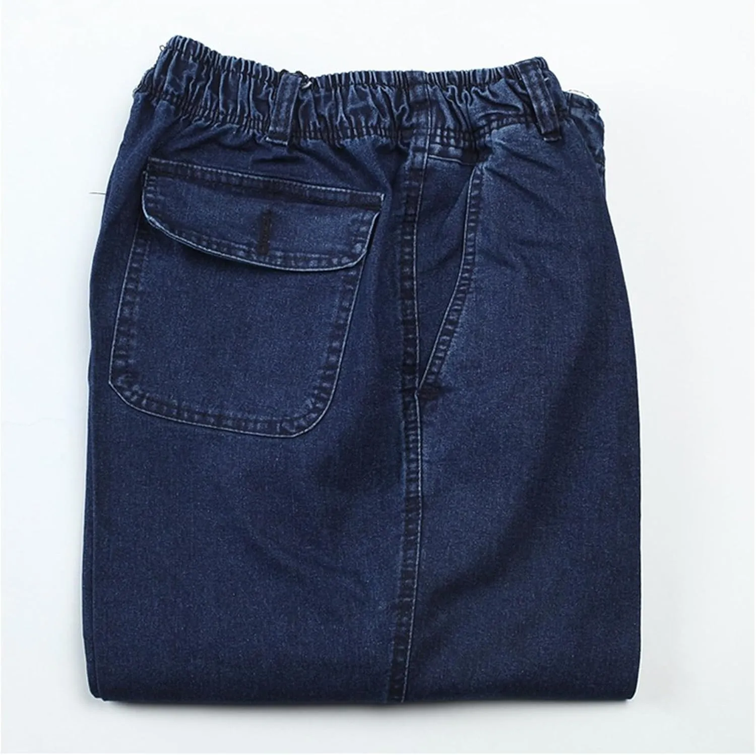 DGHM-JLMY Mens Elastic Waist Jeans Casual Mens Elastic Waist Denim Pants Relaxed Fit Straight Trousers Pant