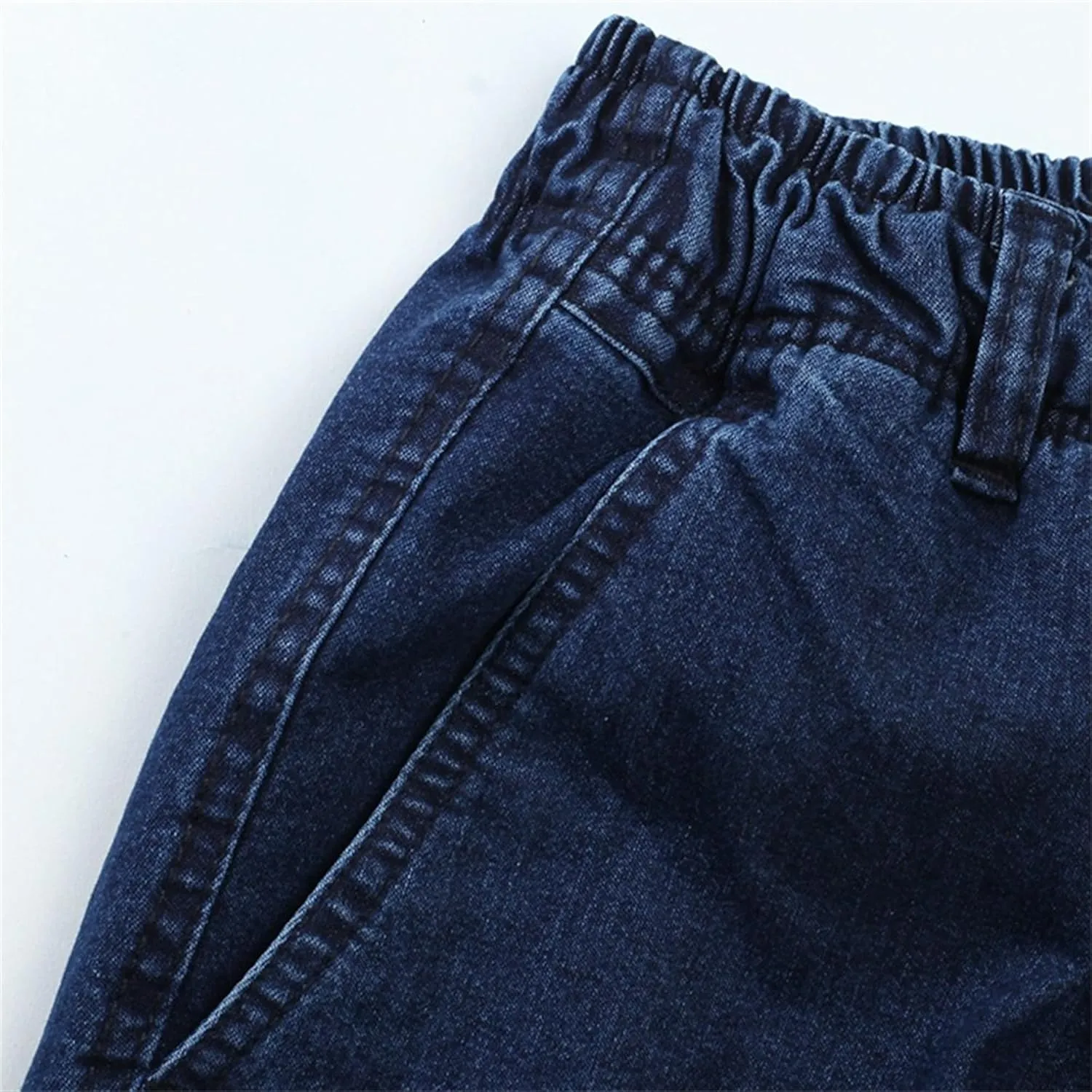 DGHM-JLMY Mens Elastic Waist Jeans Casual Mens Elastic Waist Denim Pants Relaxed Fit Straight Trousers Pant