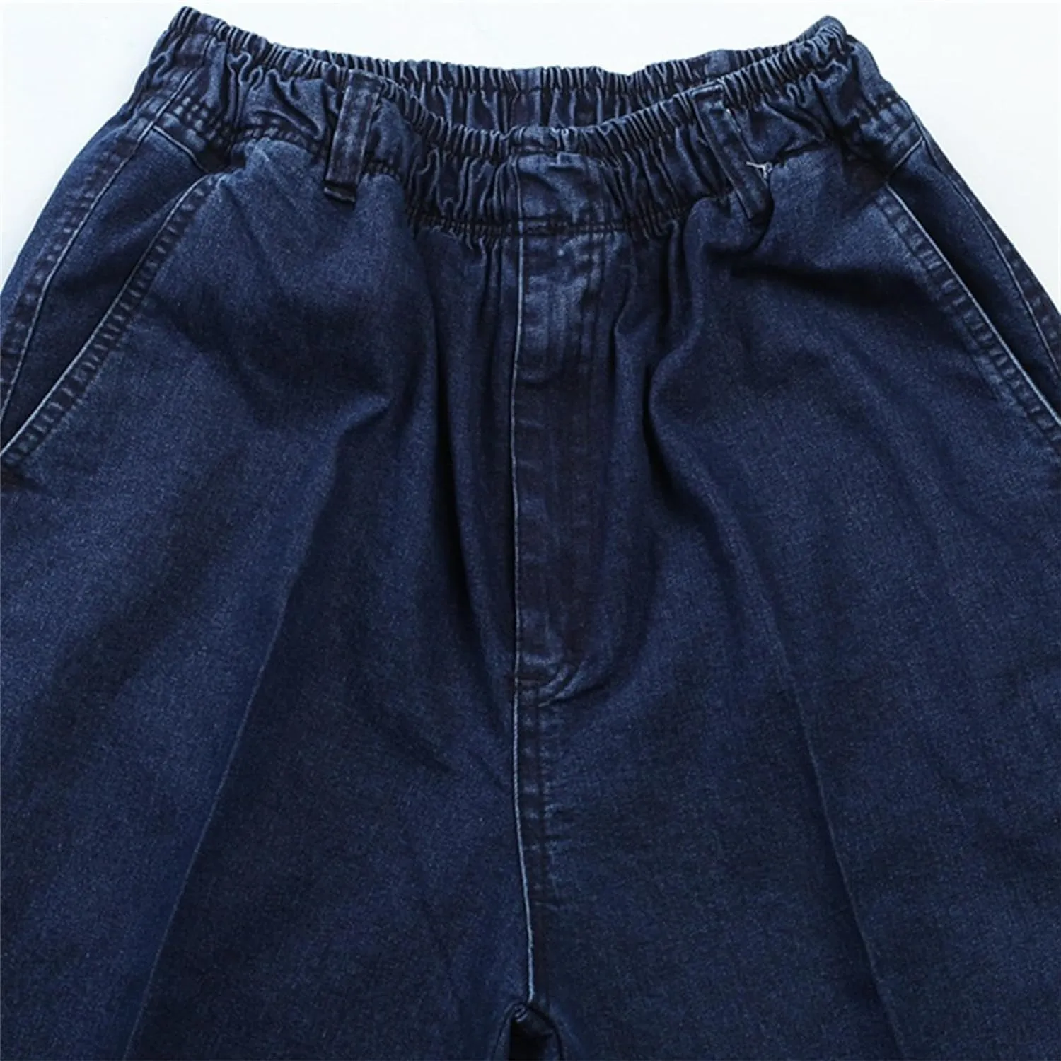 DGHM-JLMY Mens Elastic Waist Jeans Casual Mens Elastic Waist Denim Pants Relaxed Fit Straight Trousers Pant
