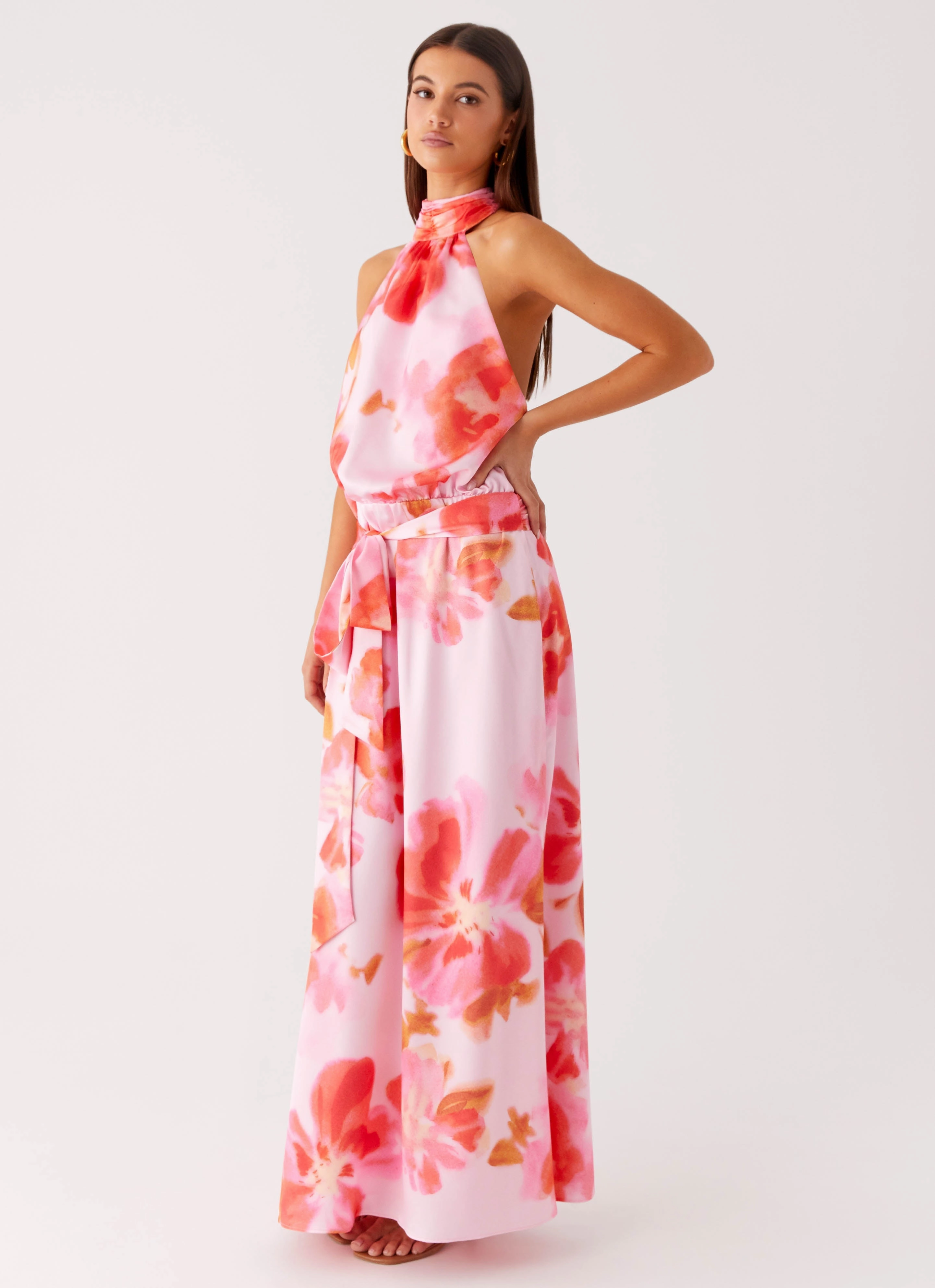 Diablo Backless Maxi Dress - Blushing Blossom Day Outfit Easy Going
