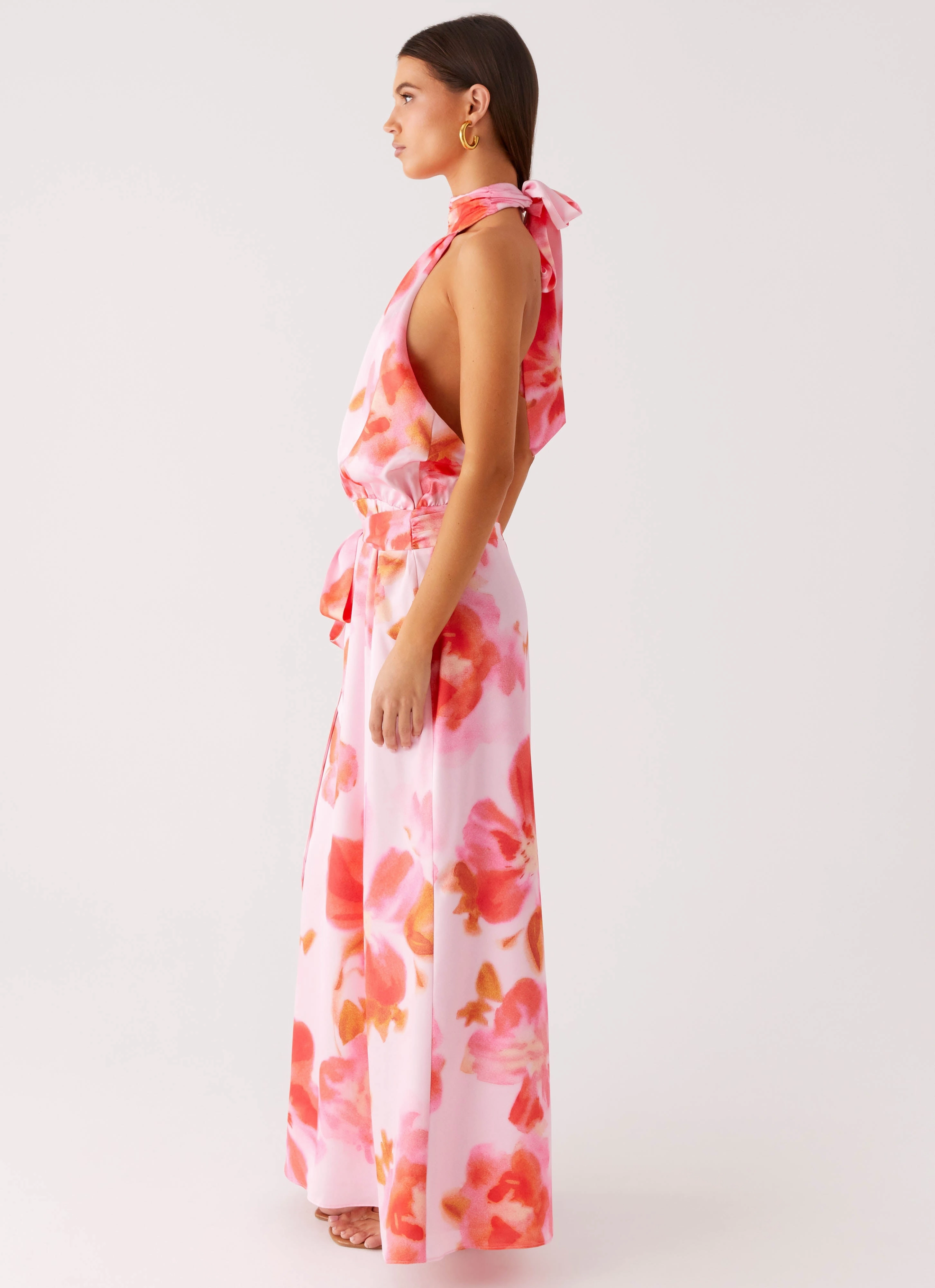 Diablo Backless Maxi Dress - Blushing Blossom Church Scene Classic Fit