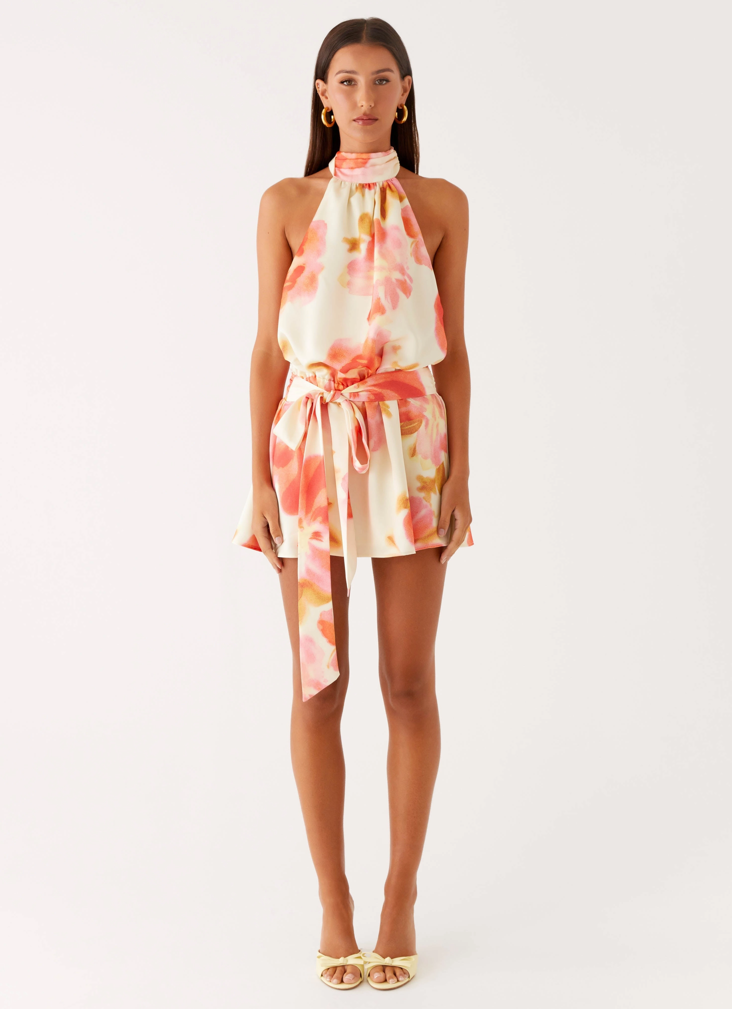 Diablo Backless Mini Dress - Mimosa Blossom Feminine fit-and-flare silhouette