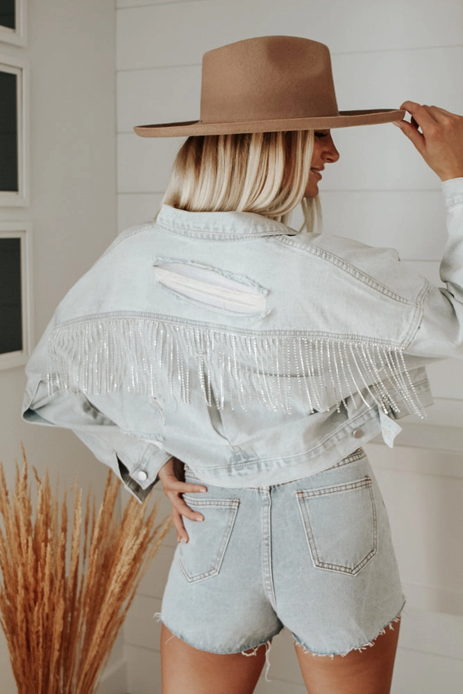 Diamond Dixie Rhinestone Fringe Jacket All Weather Piece