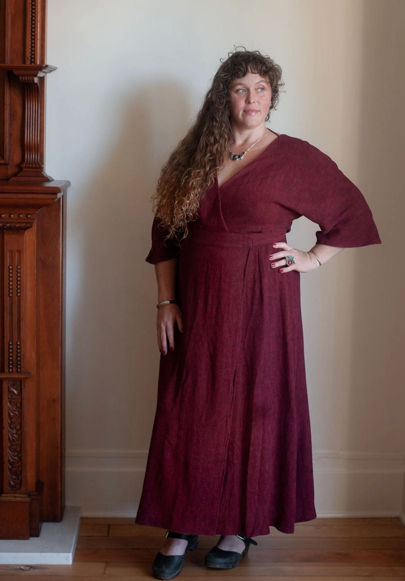 Diana Dress in Ruby Checker Organic-Fabric Silky texture
