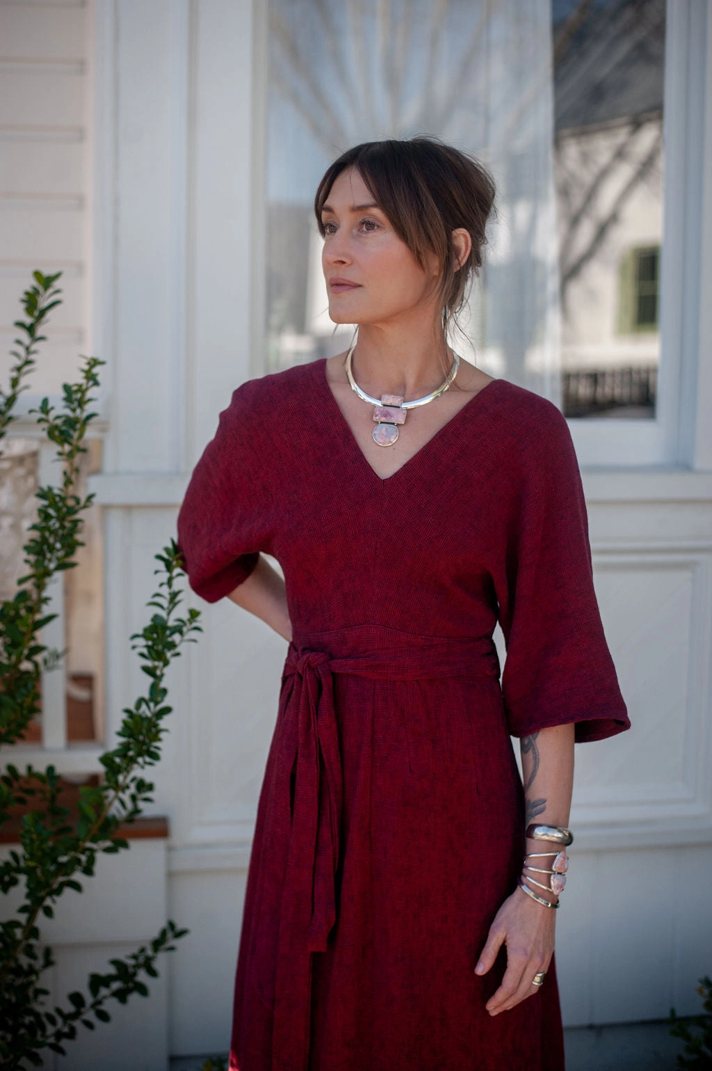 Diana Dress in Ruby Checker Dropped-Waist