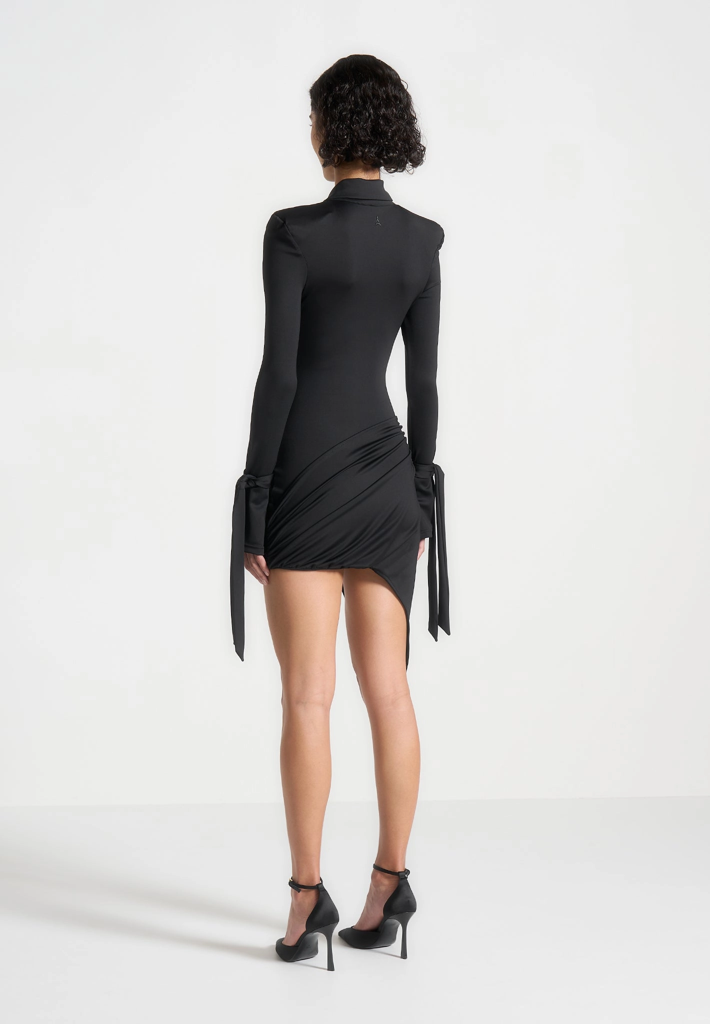 Diane - Draped Asymmetric Mini Dress - Black Fit Choice