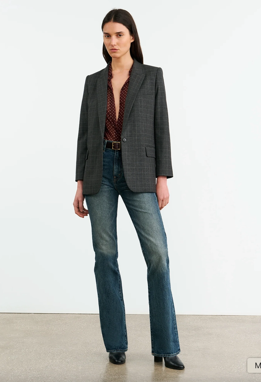 Black Diane Blazer in Espresso Check
