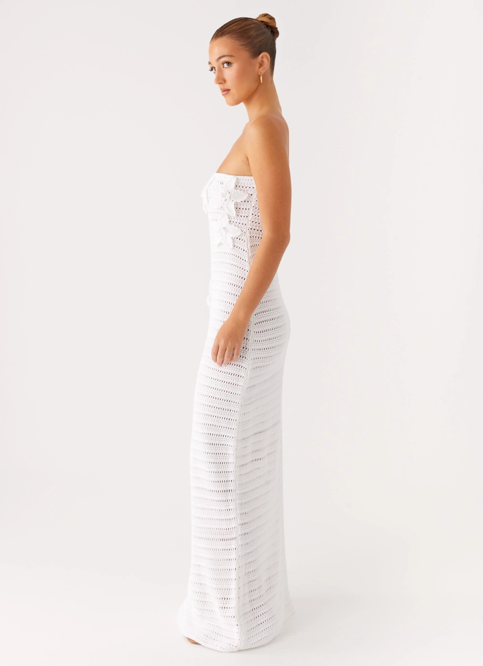 Daily Style Dressy Yet Comfortable Diaz Crochet Maxi Dress - White