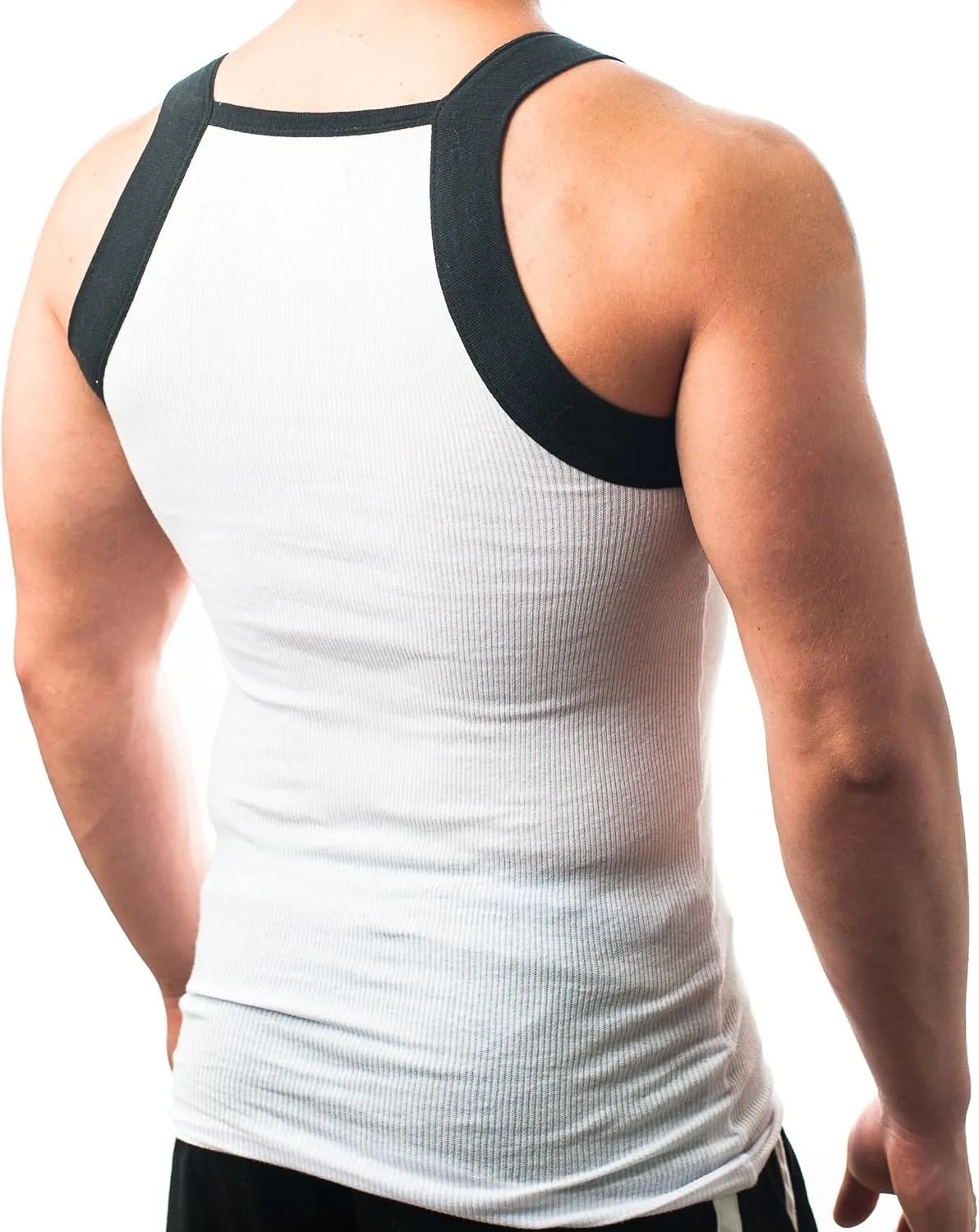 Different Touch Men's Ribbed Tank Tops Square Cut Muscle Ribbed Underwear Shirts