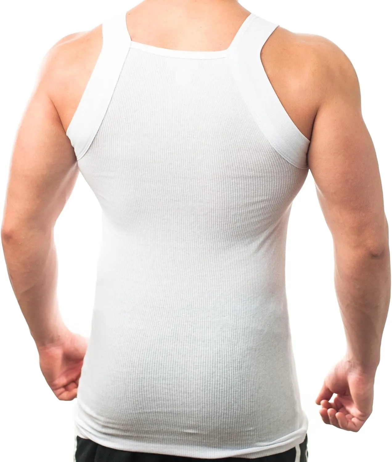 Different Touch Men's Ribbed Tank Tops Square Cut Muscle Ribbed Underwear Shirts
