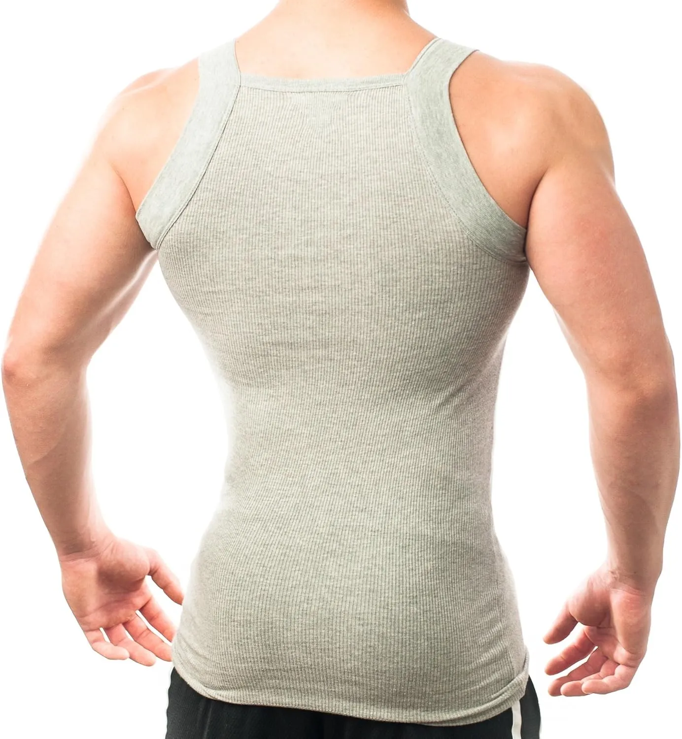 Different Touch Men's Ribbed Tank Tops Square Cut Muscle Ribbed Underwear Shirts