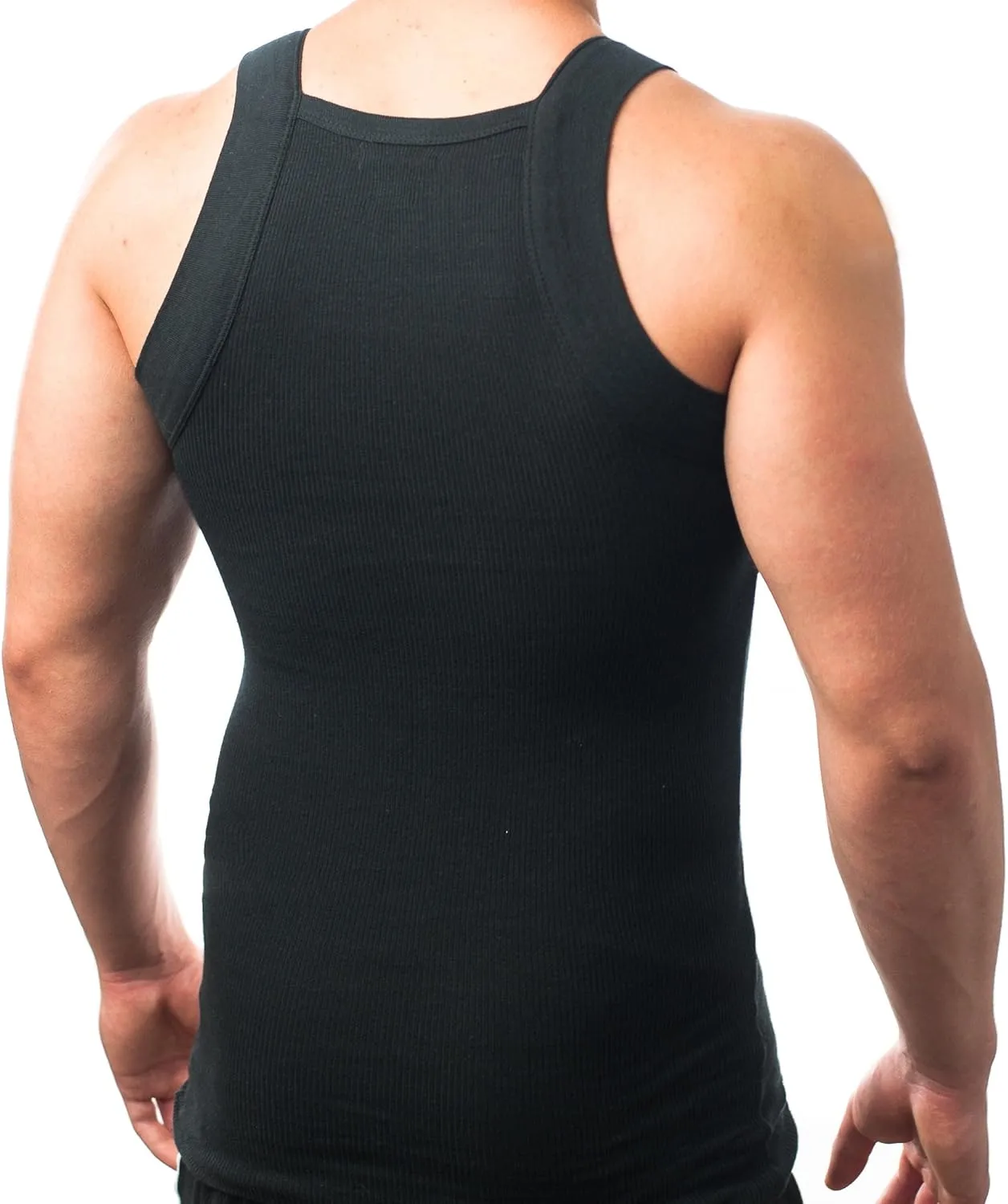 Different Touch Men's Ribbed Tank Tops Square Cut Muscle Ribbed Underwear Shirts