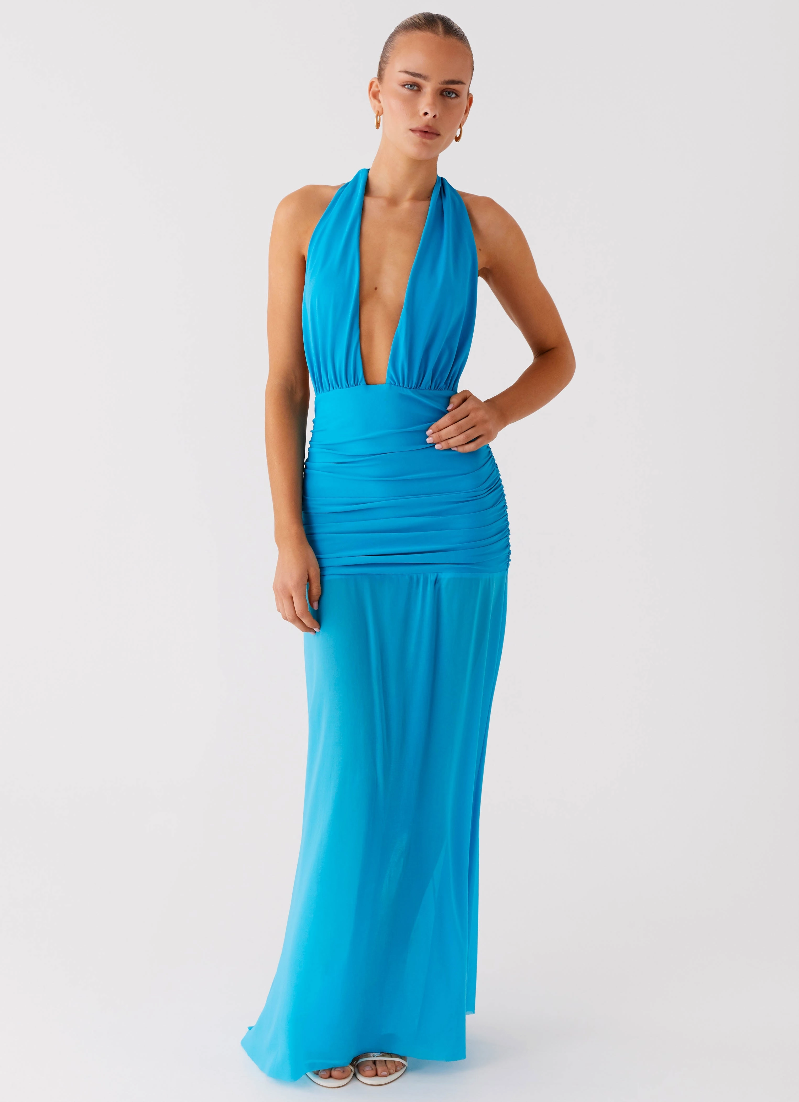 Dilemma Halter Maxi Dress - Turquoise Blue solo wear Classic Vibe