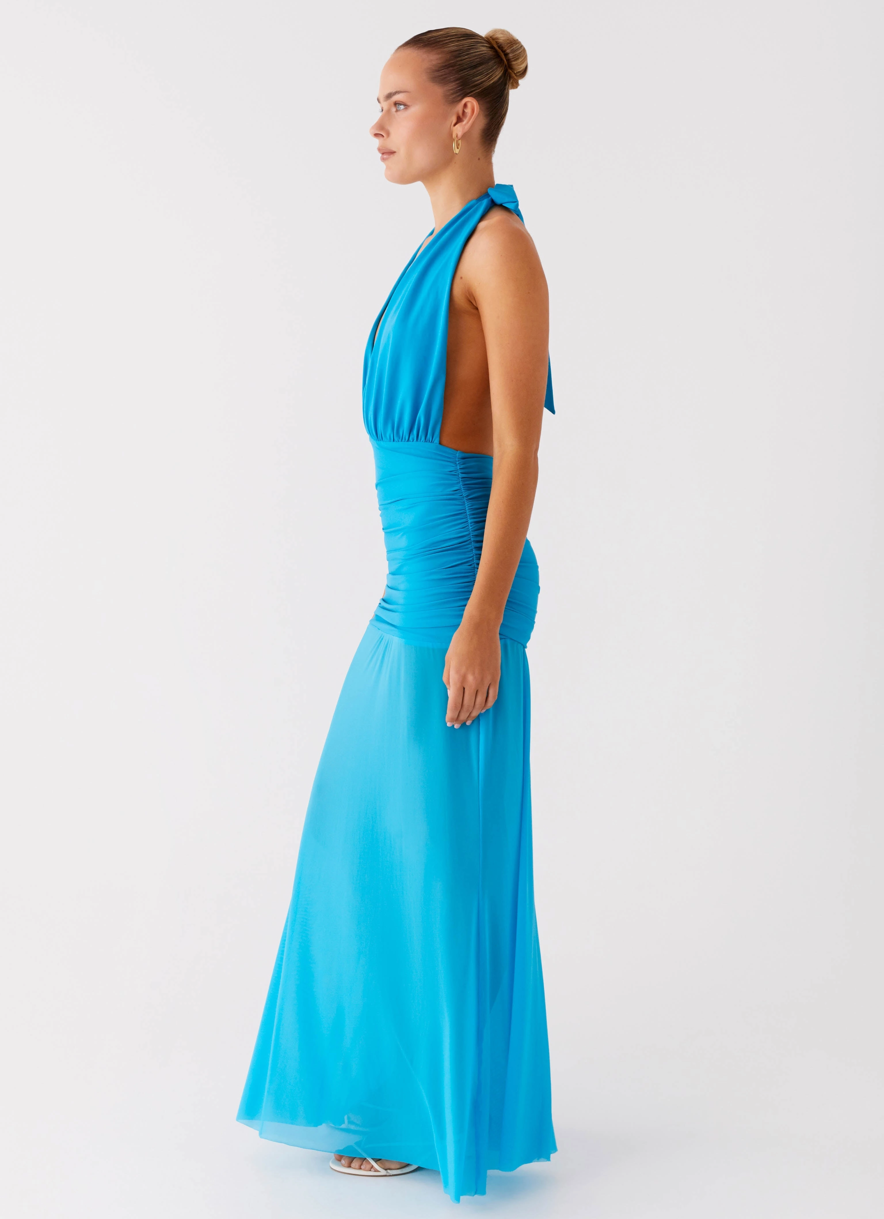 Everyday Ready Easy-Storage Dilemma Halter Maxi Dress - Turquoise Blue