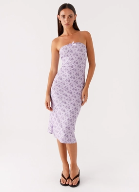 Balanced Lines Keila Strapless Midi Dress - Lavender Meadow