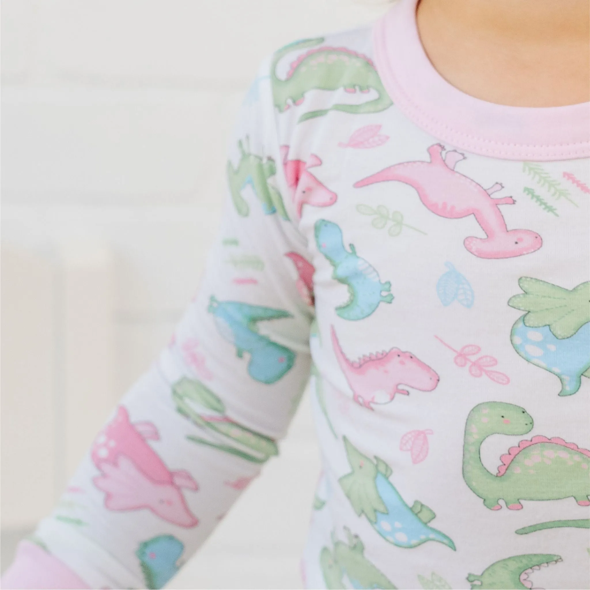 Dino Dreams Long Pajamas - Pink