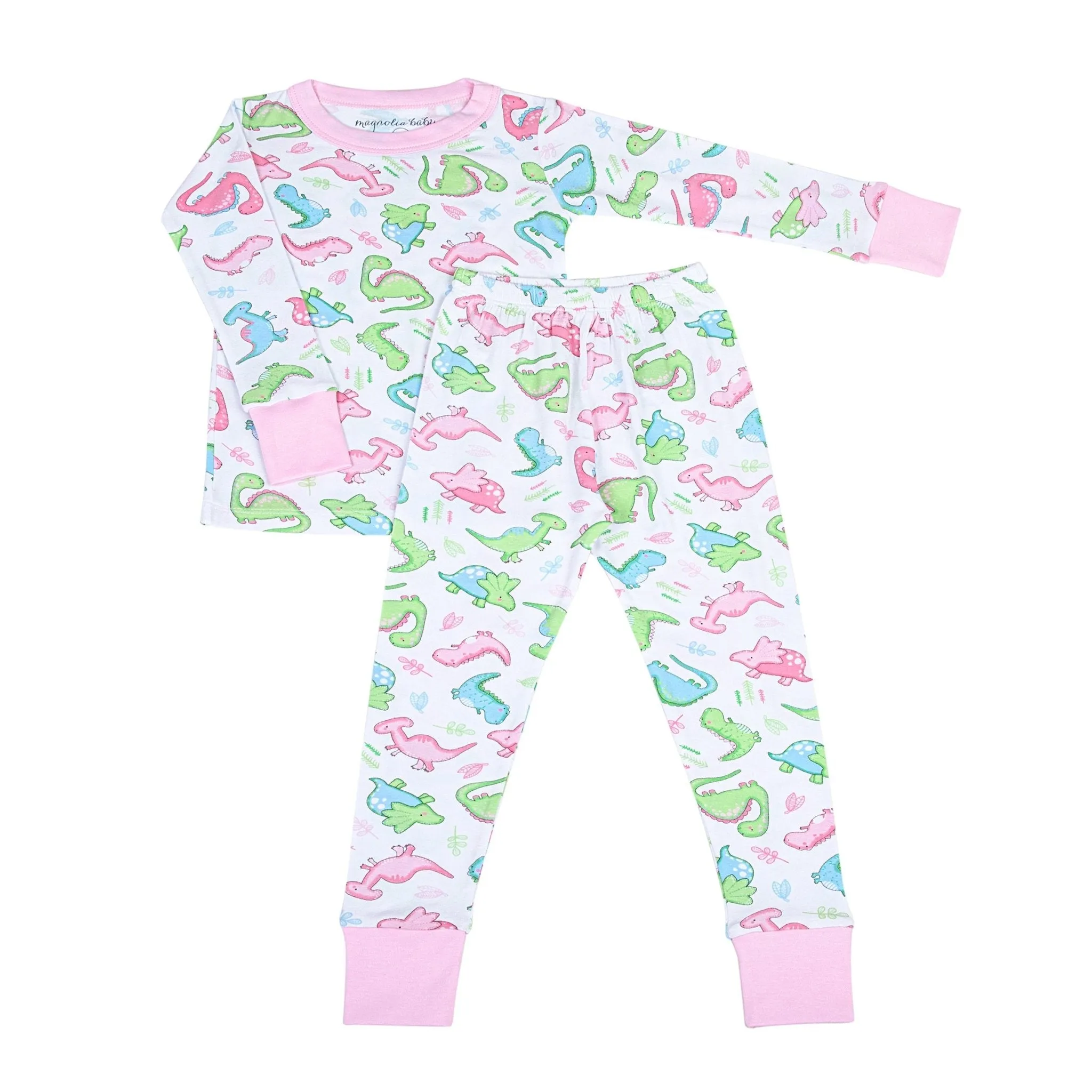 Dino Dreams Long Pajamas - Pink