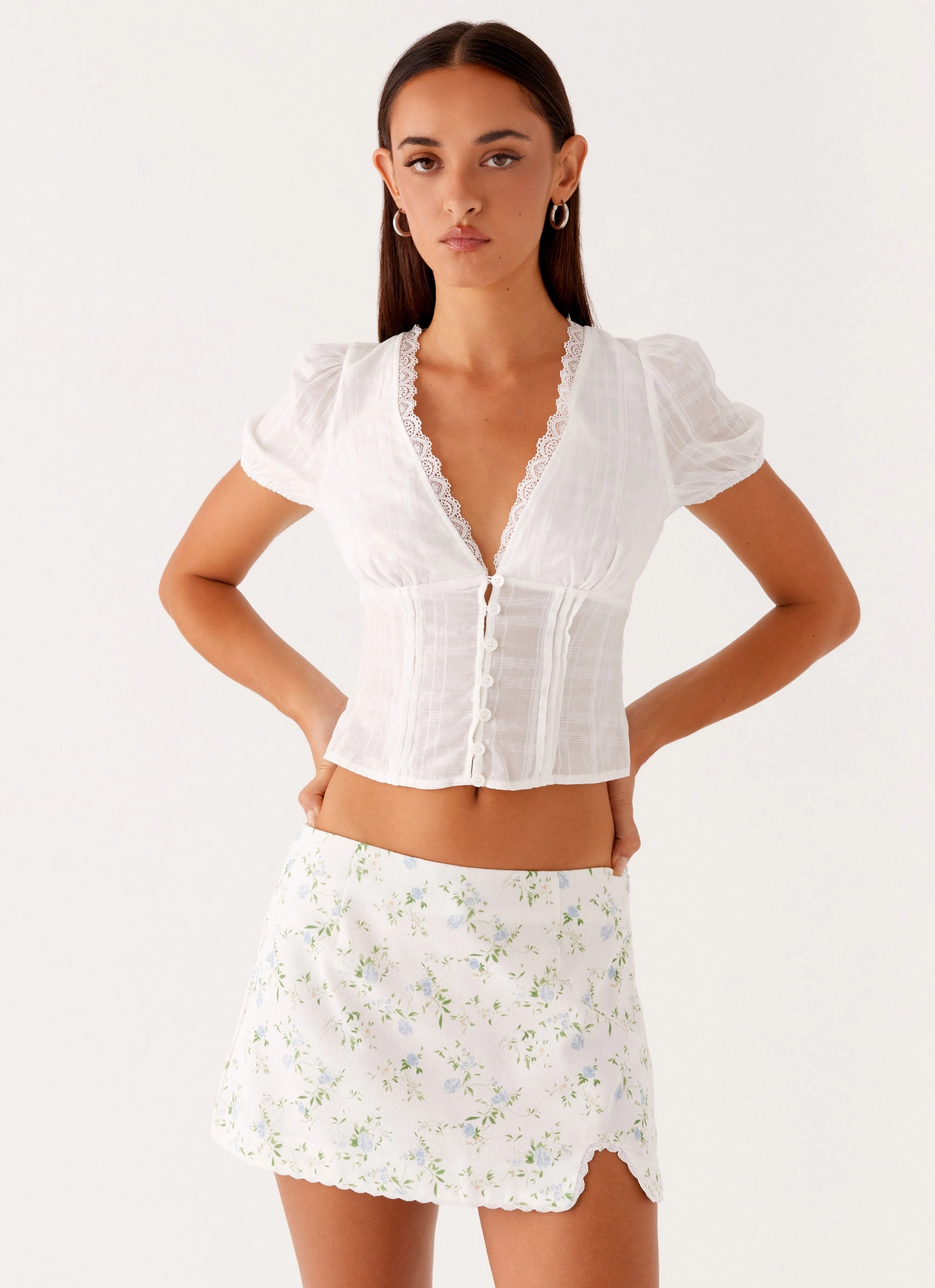 Polka Dot Casual Edge Disconnect Mini Skirt - Vintage Ditsy Floral