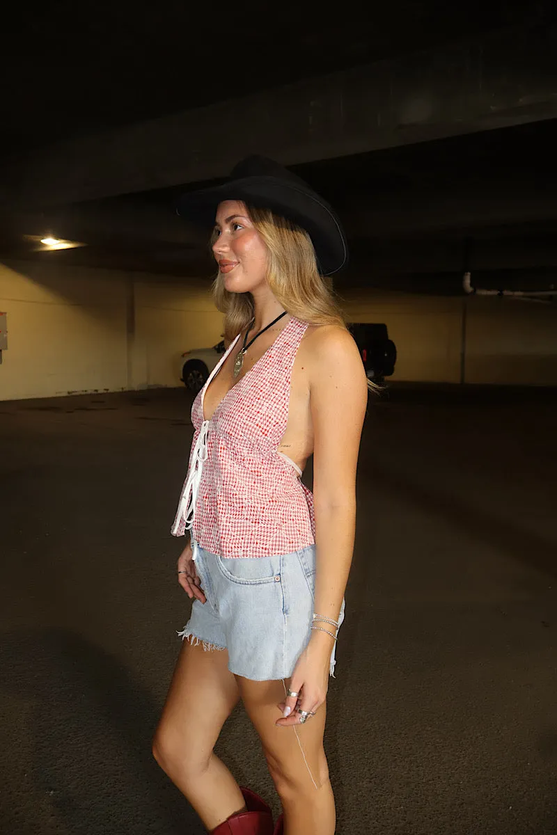 Dixie Gingham Halter Top Office Look SoftTouch
