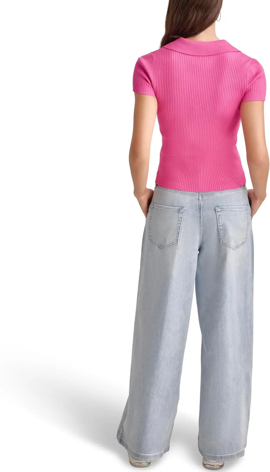 DKNY Women's Soft Ribbed Polo Jeans Sweater