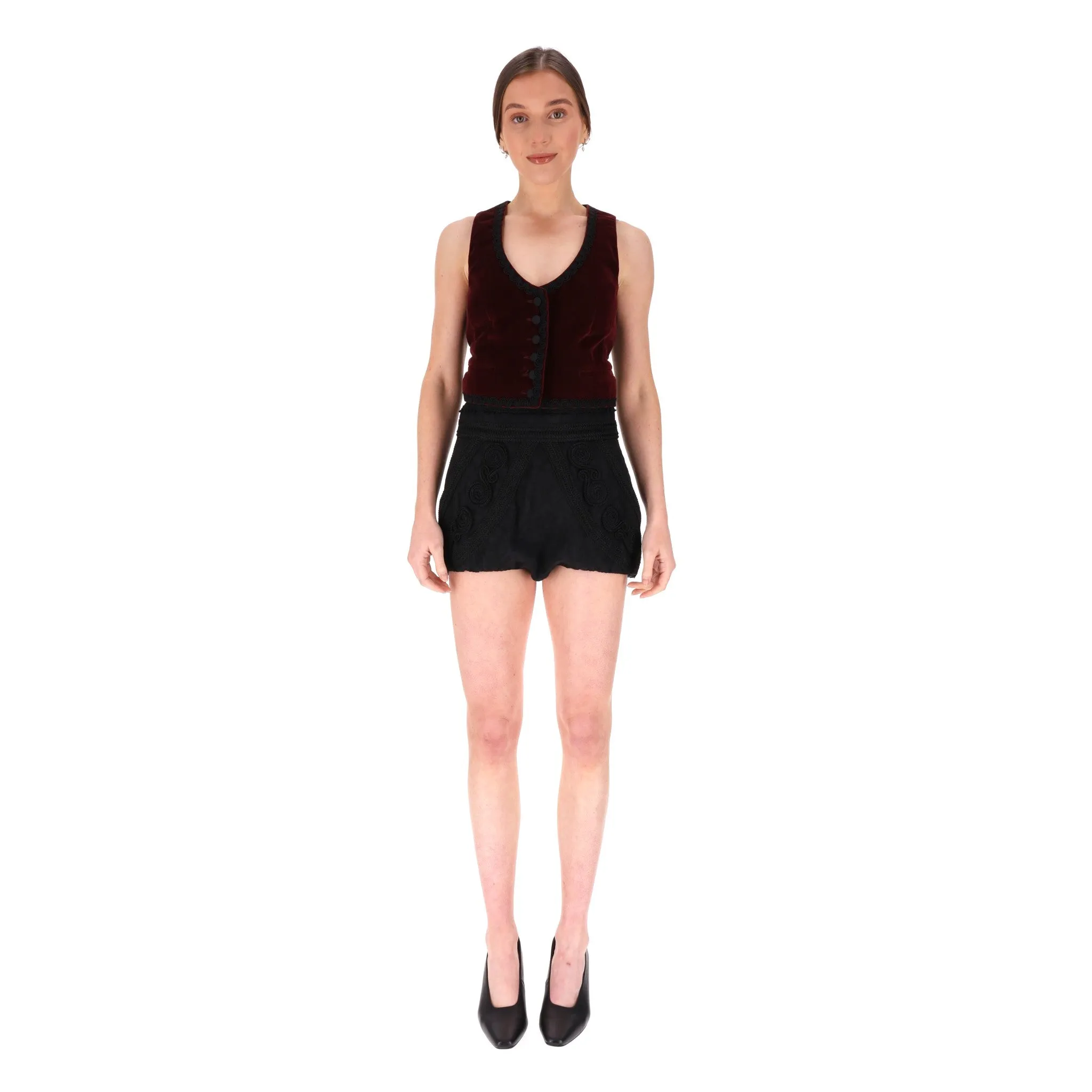 Dolce & Gabbana Velvet Waistcoat  & Embroidered Shorts Set. Size S