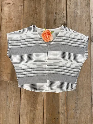 Dolman Top in Heathered Stripe RelaxedNeckline LaserCut Edges