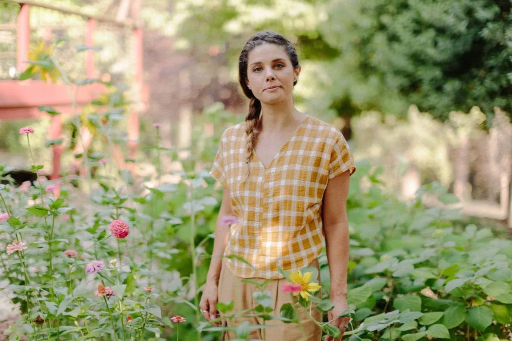 Dolman Top in Marigold Checker Lightweight Design Airflow Vents