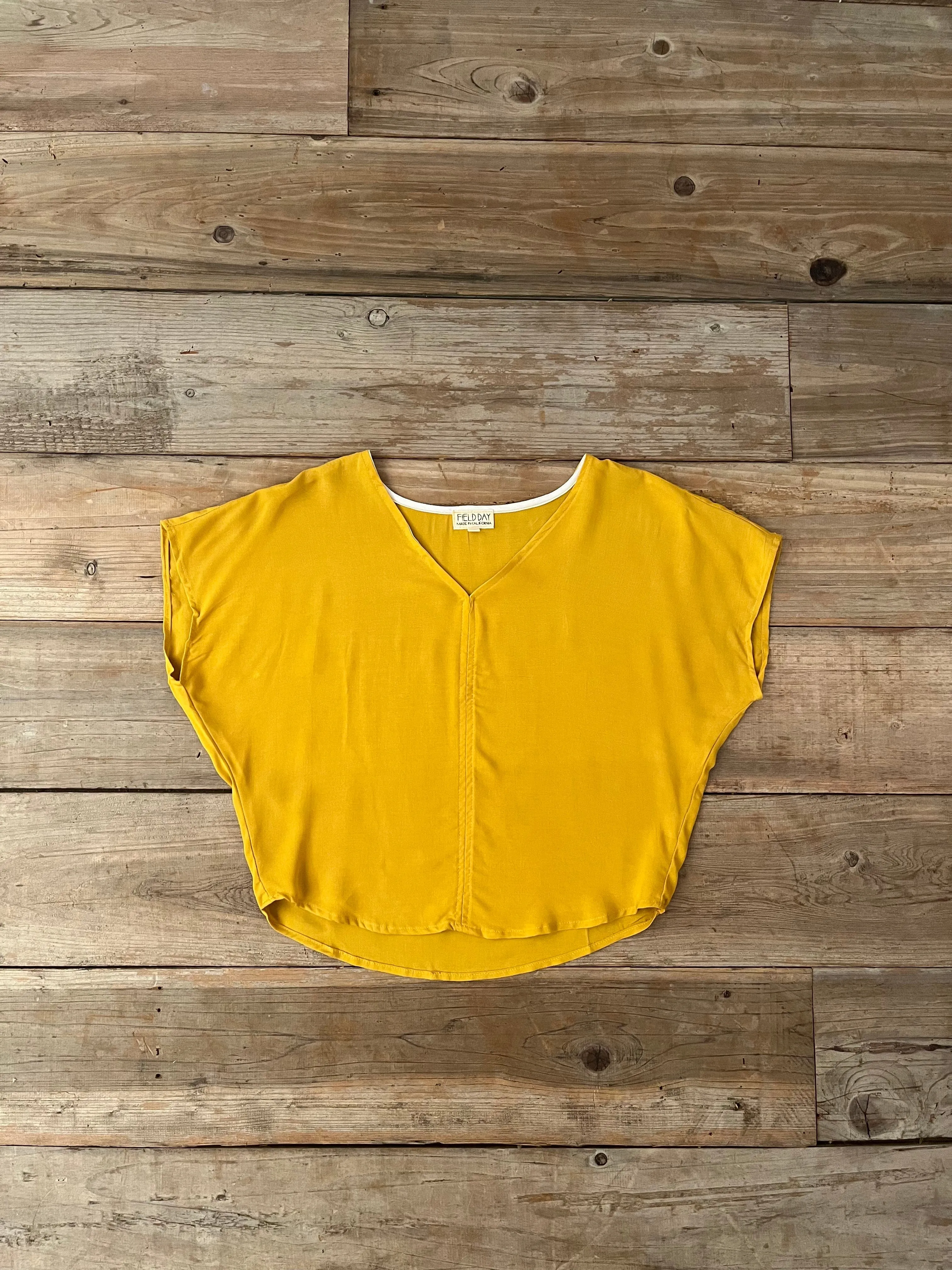 Dolman Top in Mustard Challis Loose Blouse Soft Material