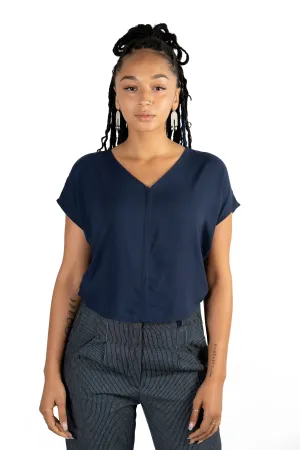 AllDay Comfort UltraSoft Blend Dolman top in Navy Rayon Challis
