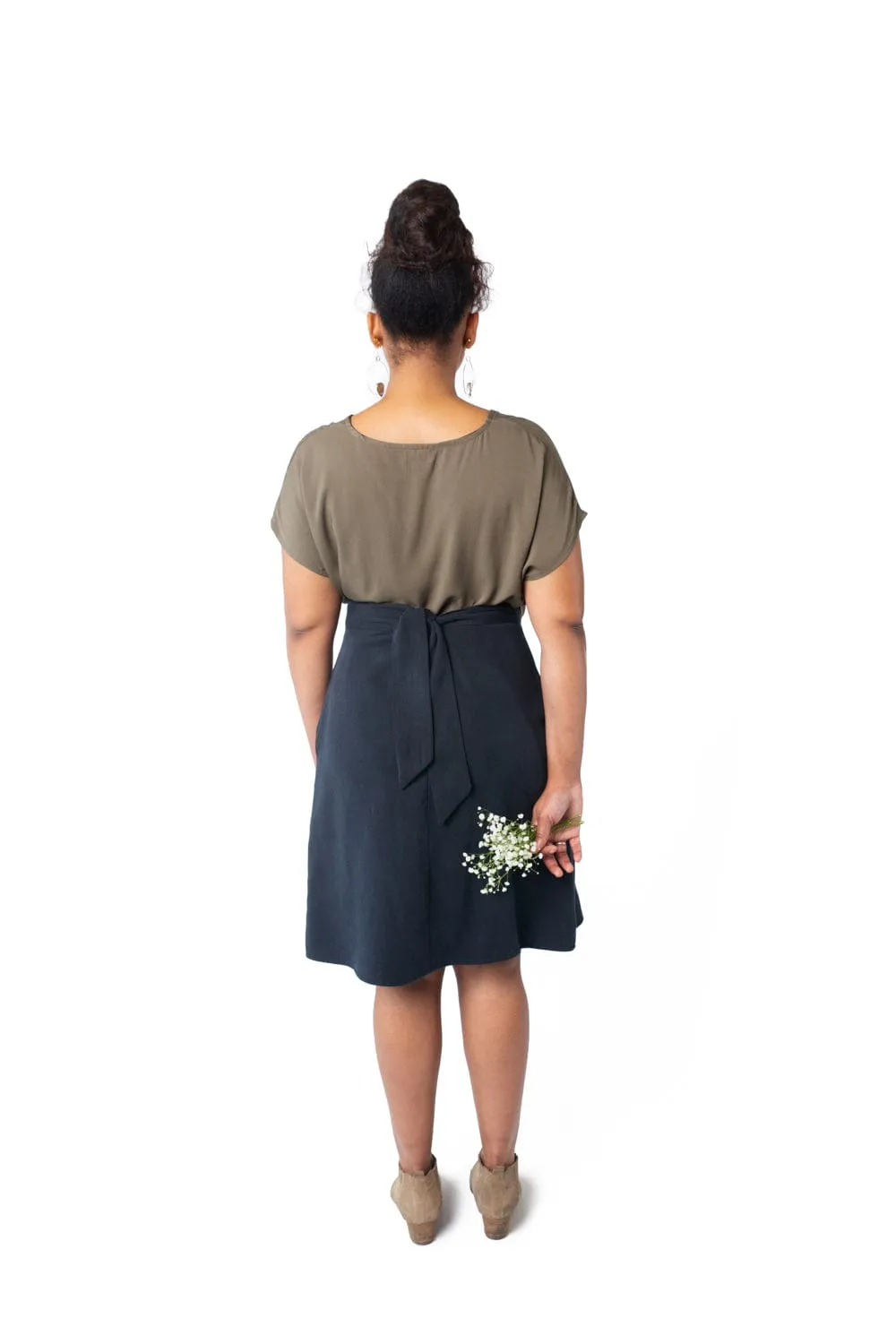 Dolman top in Olive Rayon Twill Snag Resistant Fabric FlexibleElasticatedEdging