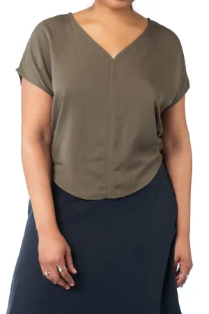Durable Chainstitch Dolman top in Olive Rayon Twill