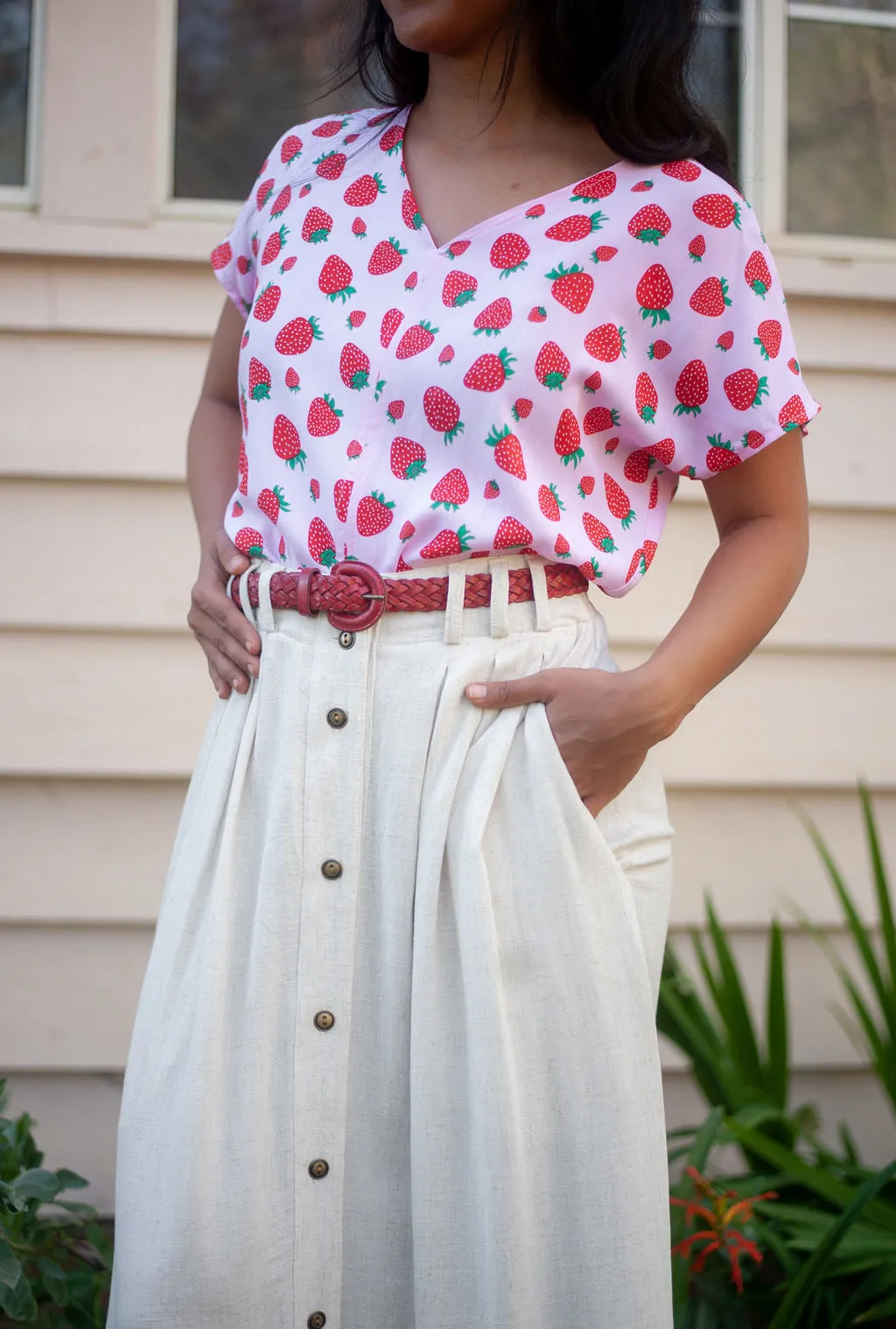 Dolman Top in Strawberry Cotton Easy Wear