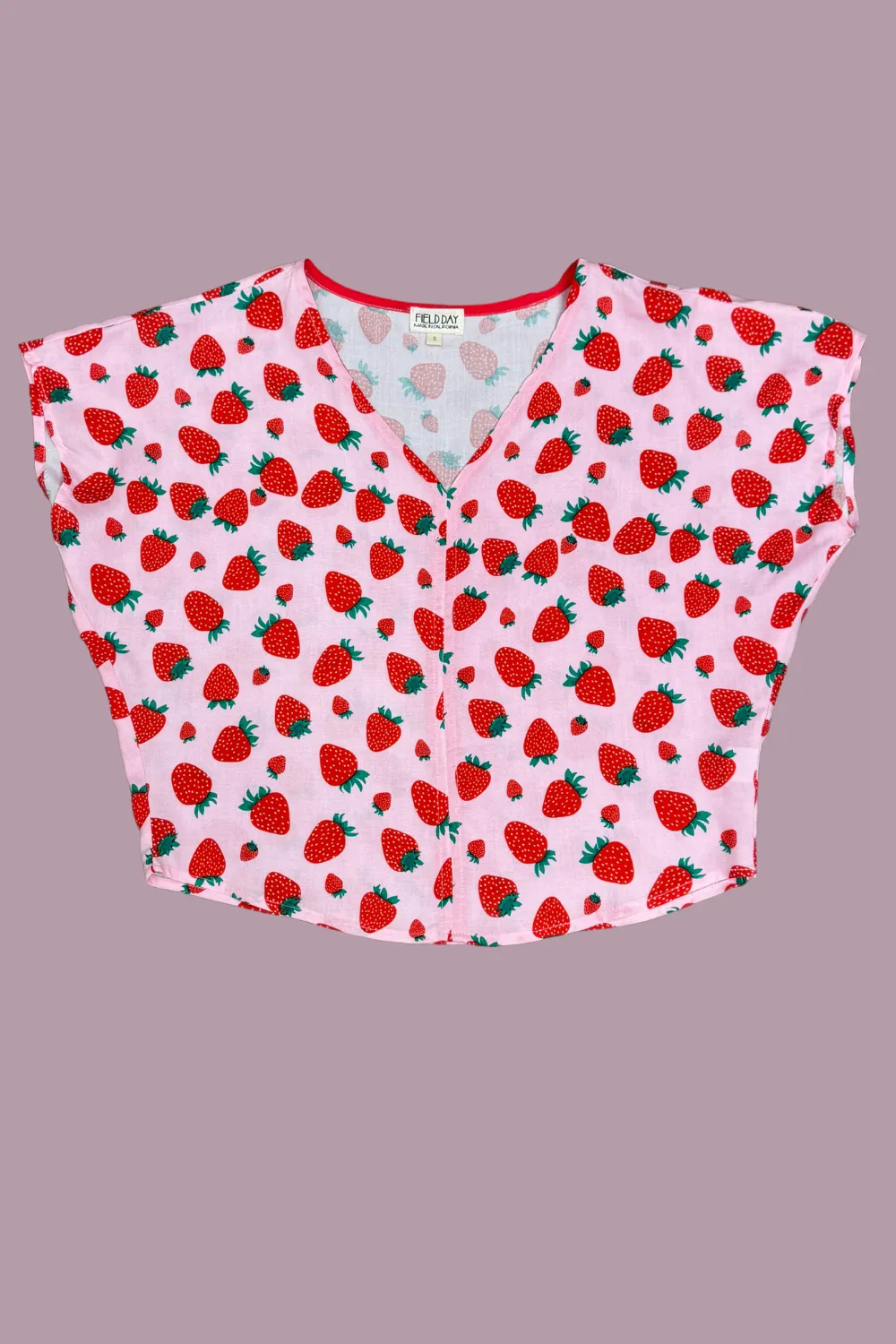 Dolman Top in Strawberry Cotton BondedShoulder UVProtection Coating