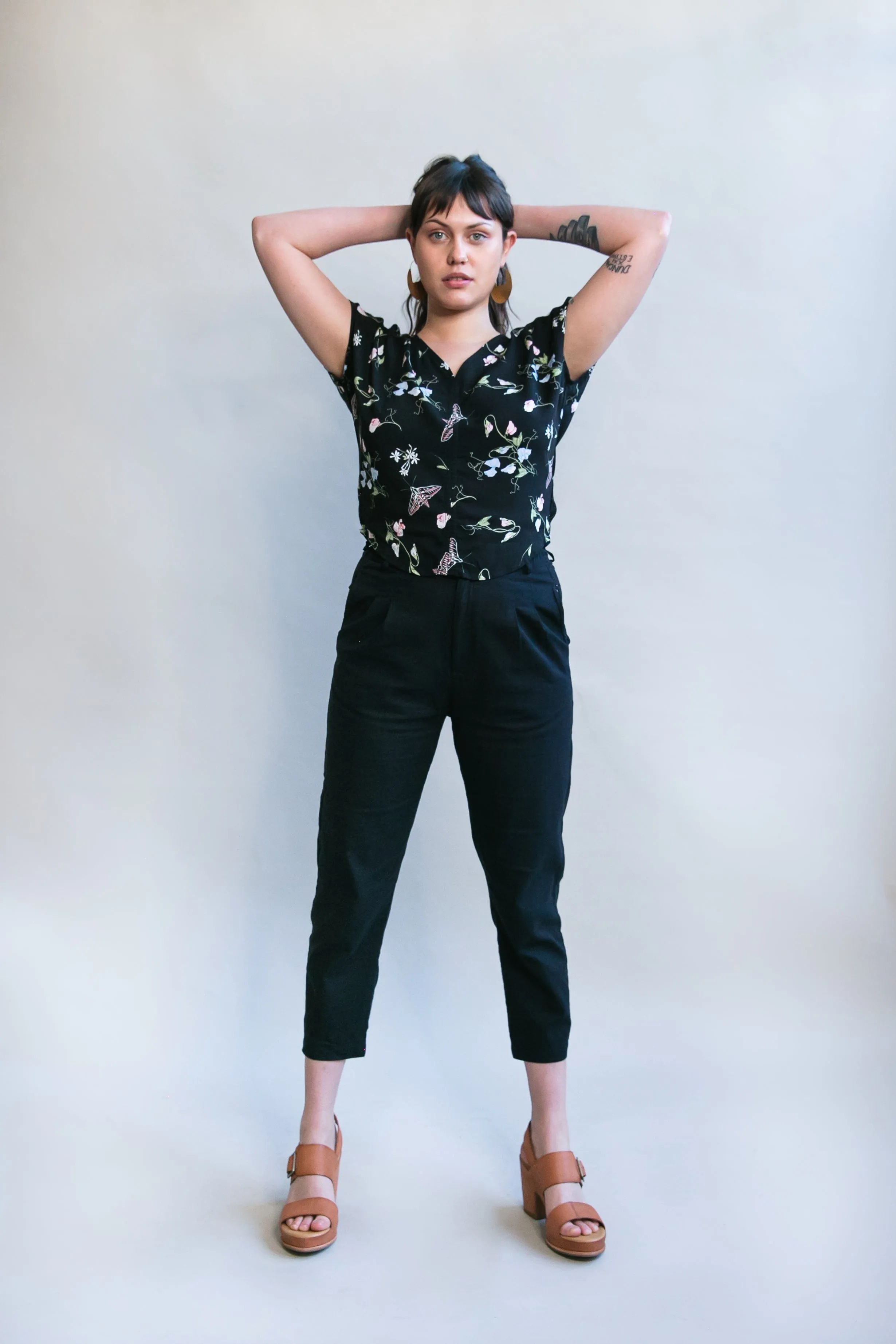 Tailored Placket Dolman Top in Sweet Pea