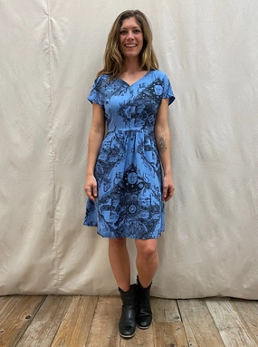 Glam Feel Dolman Dress in Earth Worship in Ocean Blue