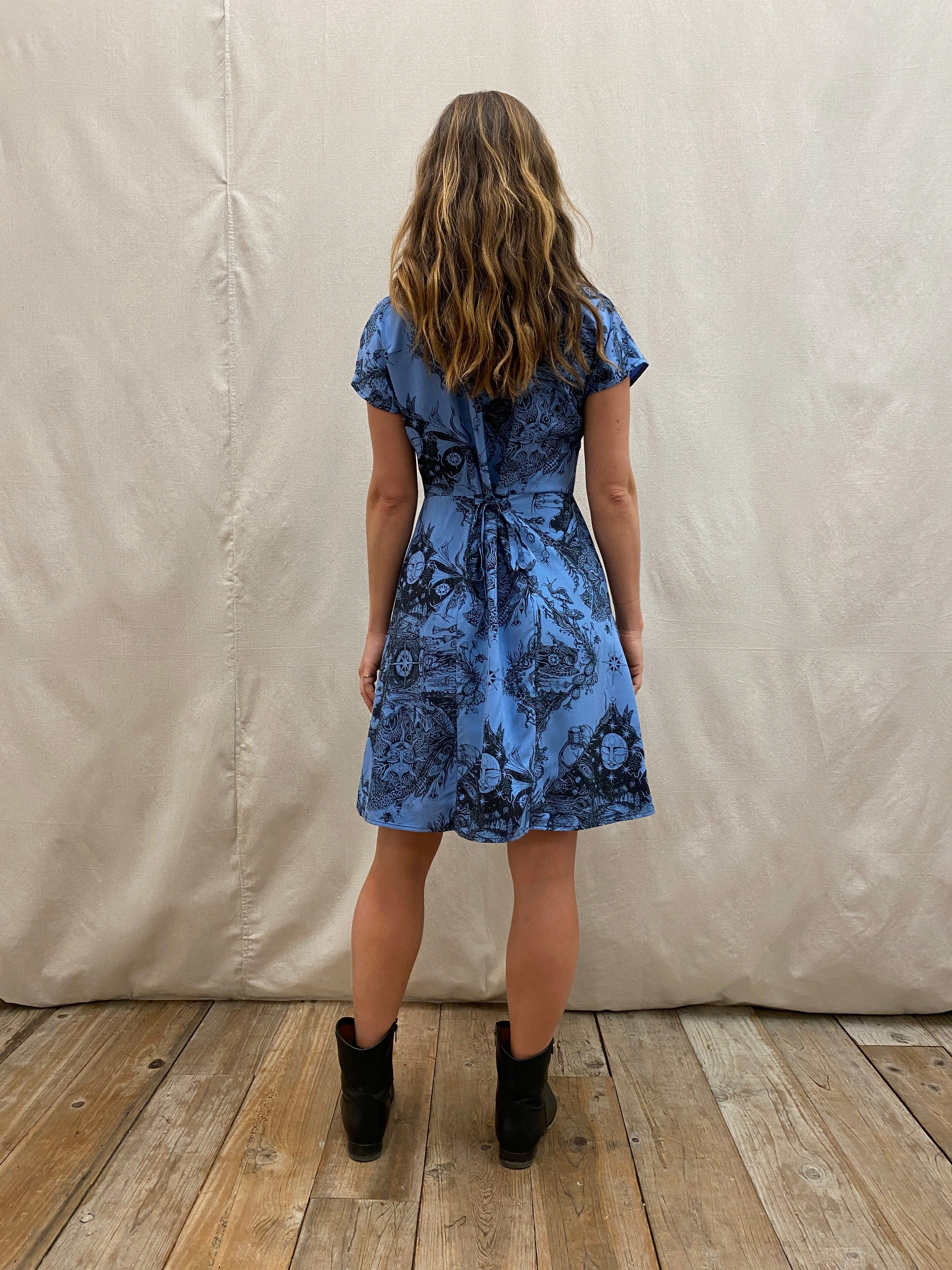 Tailored Style Refined Vibe Dolman Dress in Earth Worship in Ocean Blue
