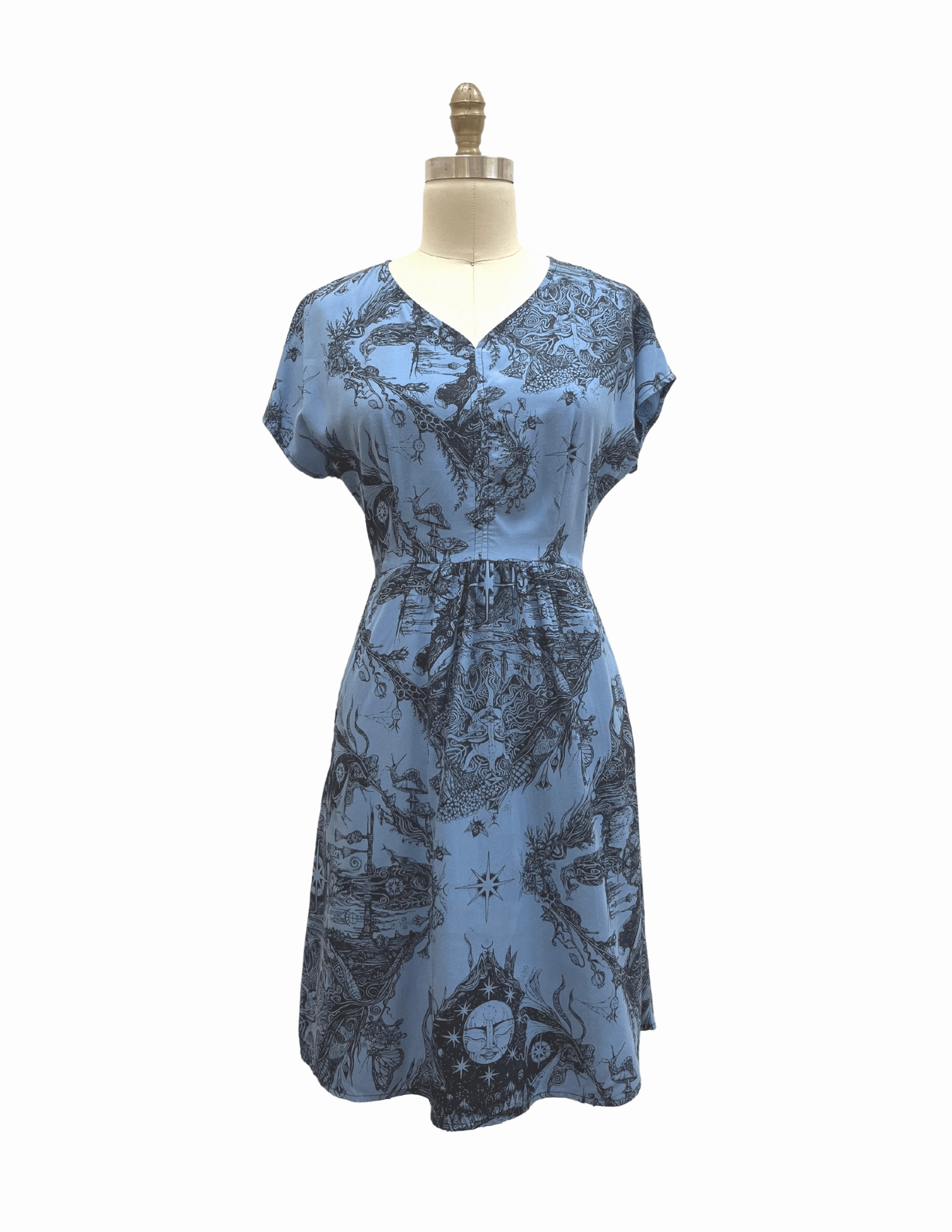 Dolman Dress in Earth Worship in Ocean Blue Smart and Polished