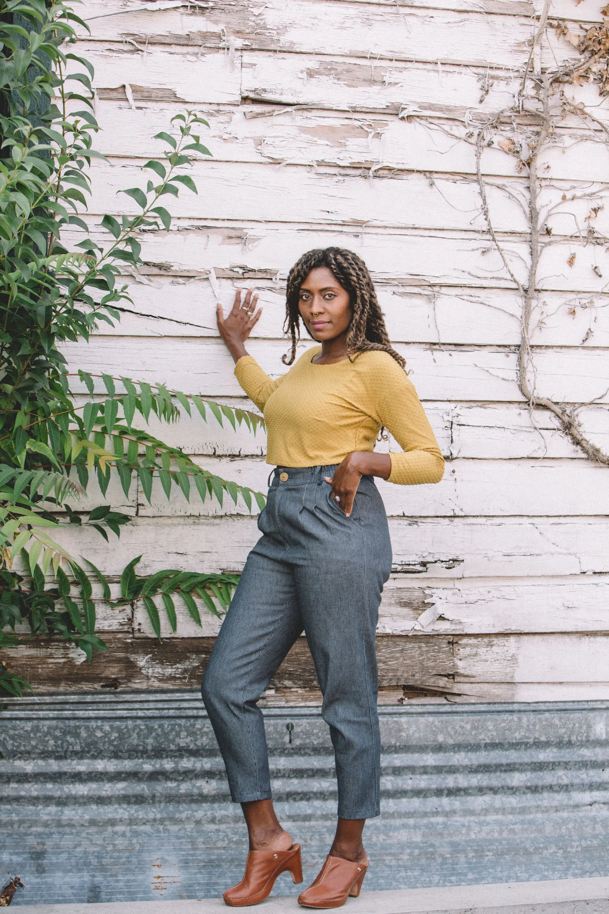 Shelby Crop Top in Dotted Dijon Noise Reduced Zipper