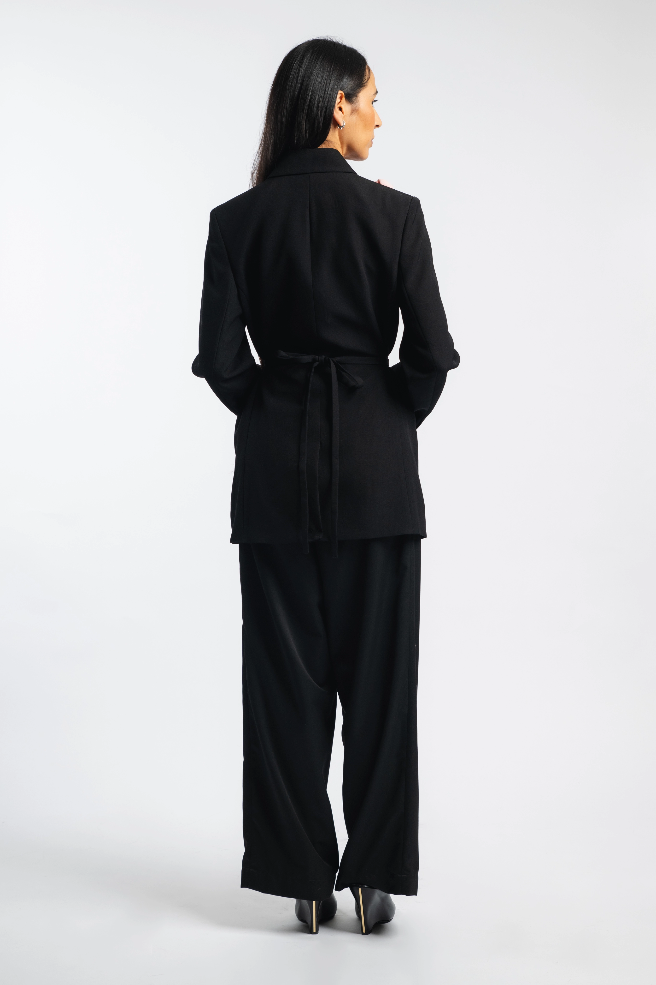 Practical Cold Piece Dynamic Compression Fit Double Breasted Belted Blazer