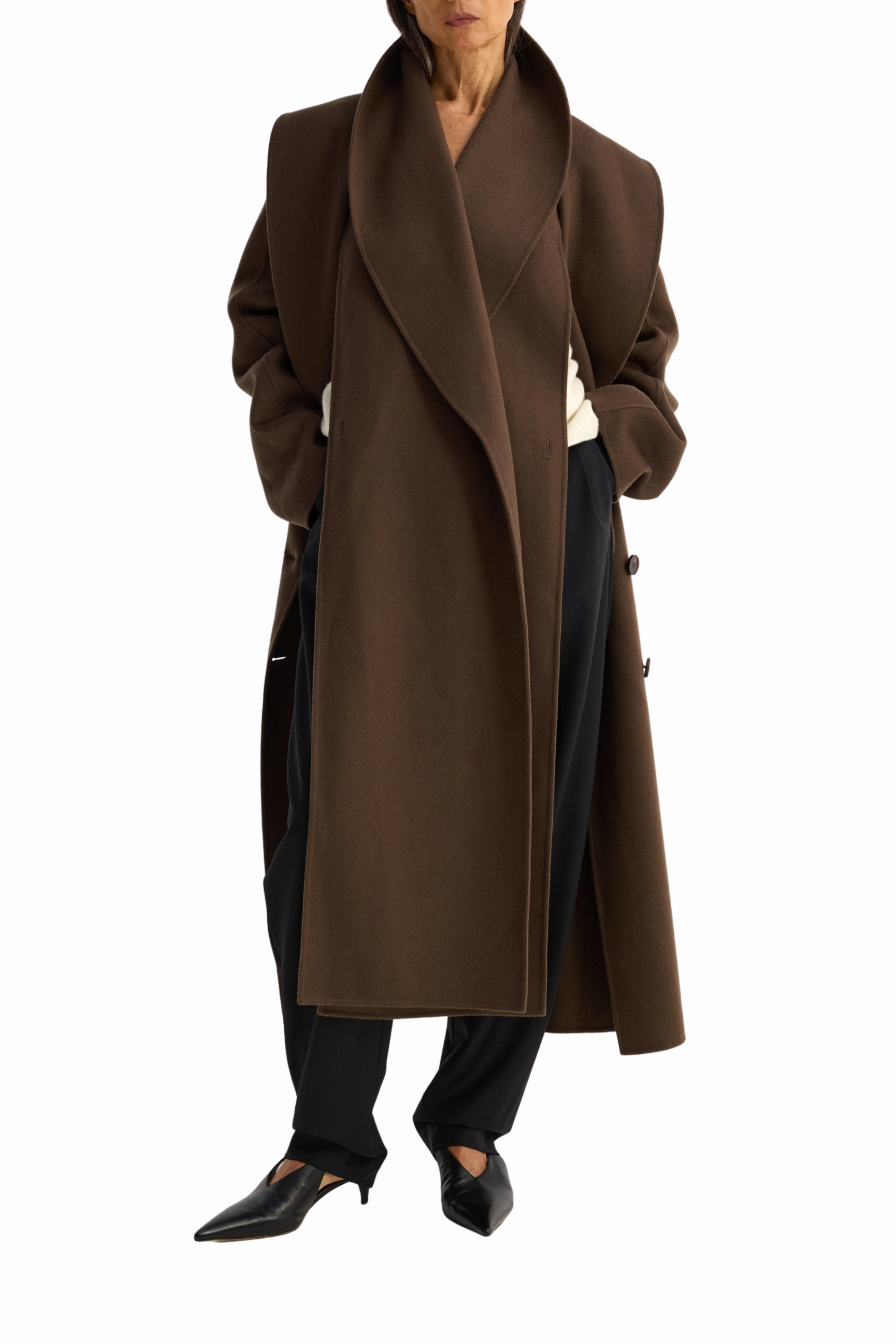 Comfy Fit Double-Faced Wool Scarf Coat