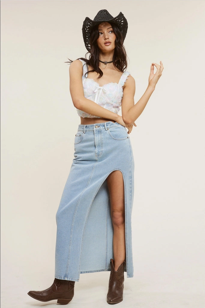 Minimalist Touch Dallas Denim Maxi Skirt Refined Sophistication flowy silhouette