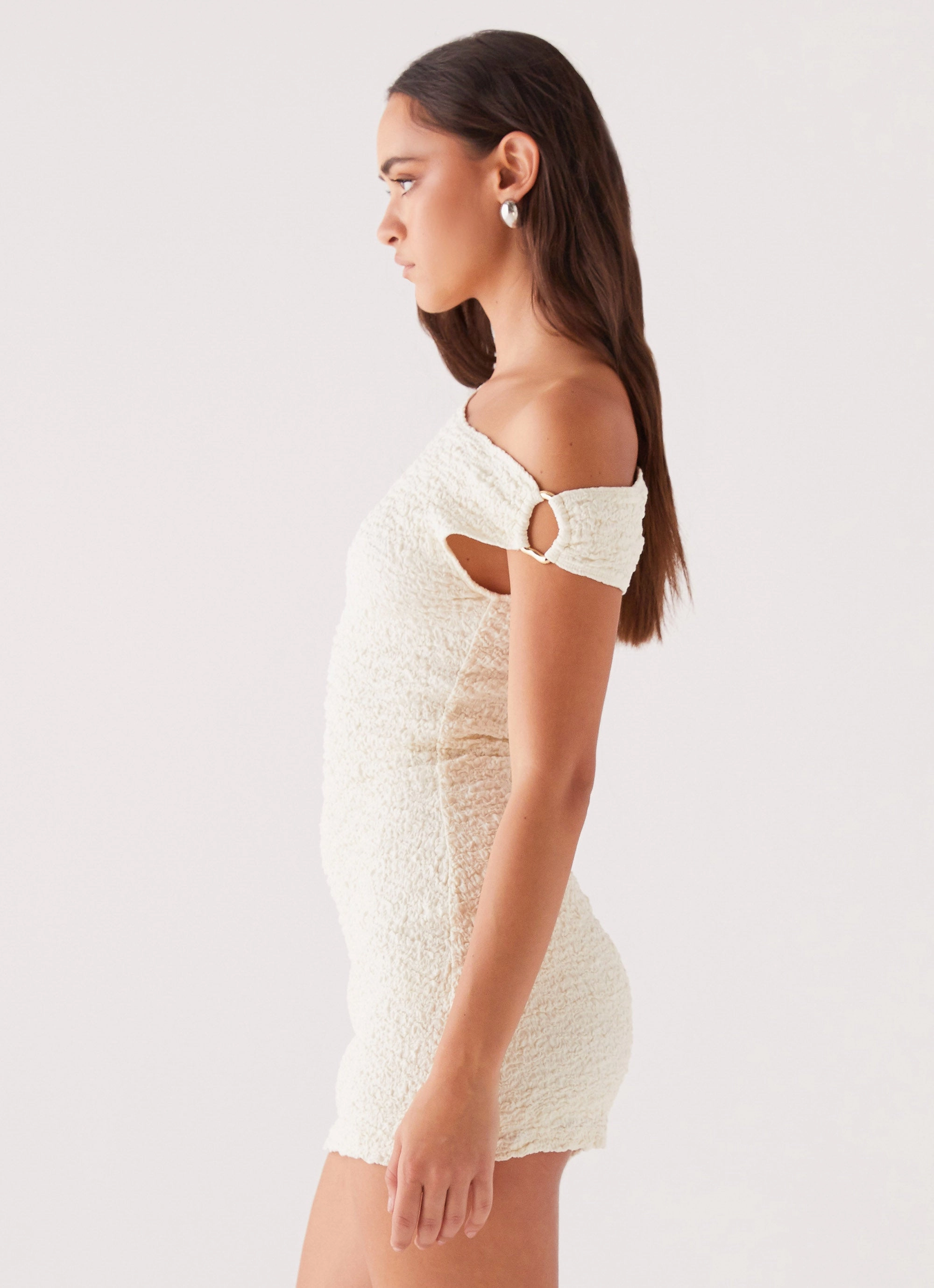 Pull On Style Farah Off Shoulder Mini Dress - White
