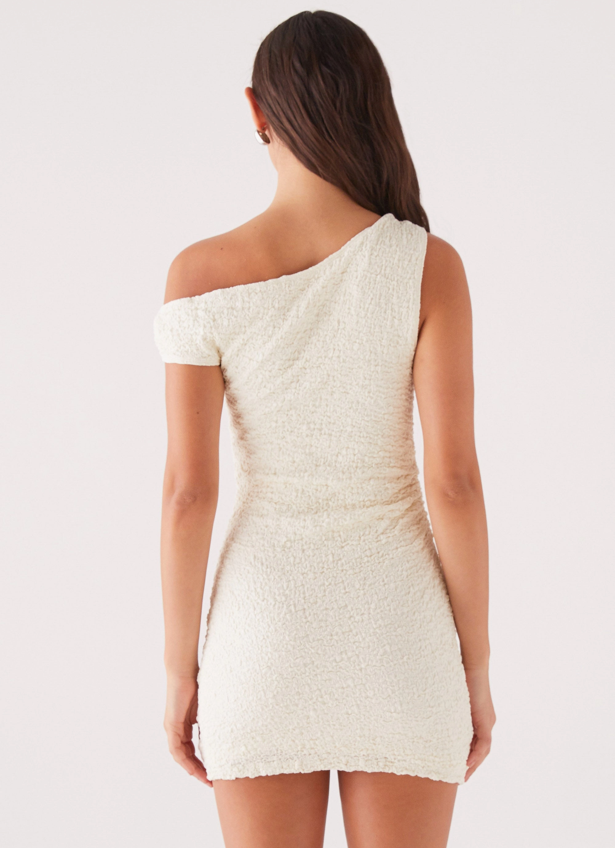 Farah Off Shoulder Mini Dress - White Double Layer Construction Fashion Week Ready