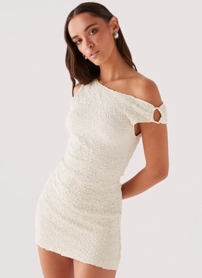 Refined Style Curve Friendly Farah Off Shoulder Mini Dress - White