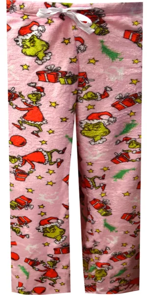 Dr. Seuss the Grinch and Max Pink Plush Plus Size Lounge Pants