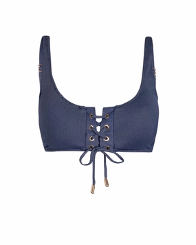 Breathable mesh Samara Top In Indigo Twill