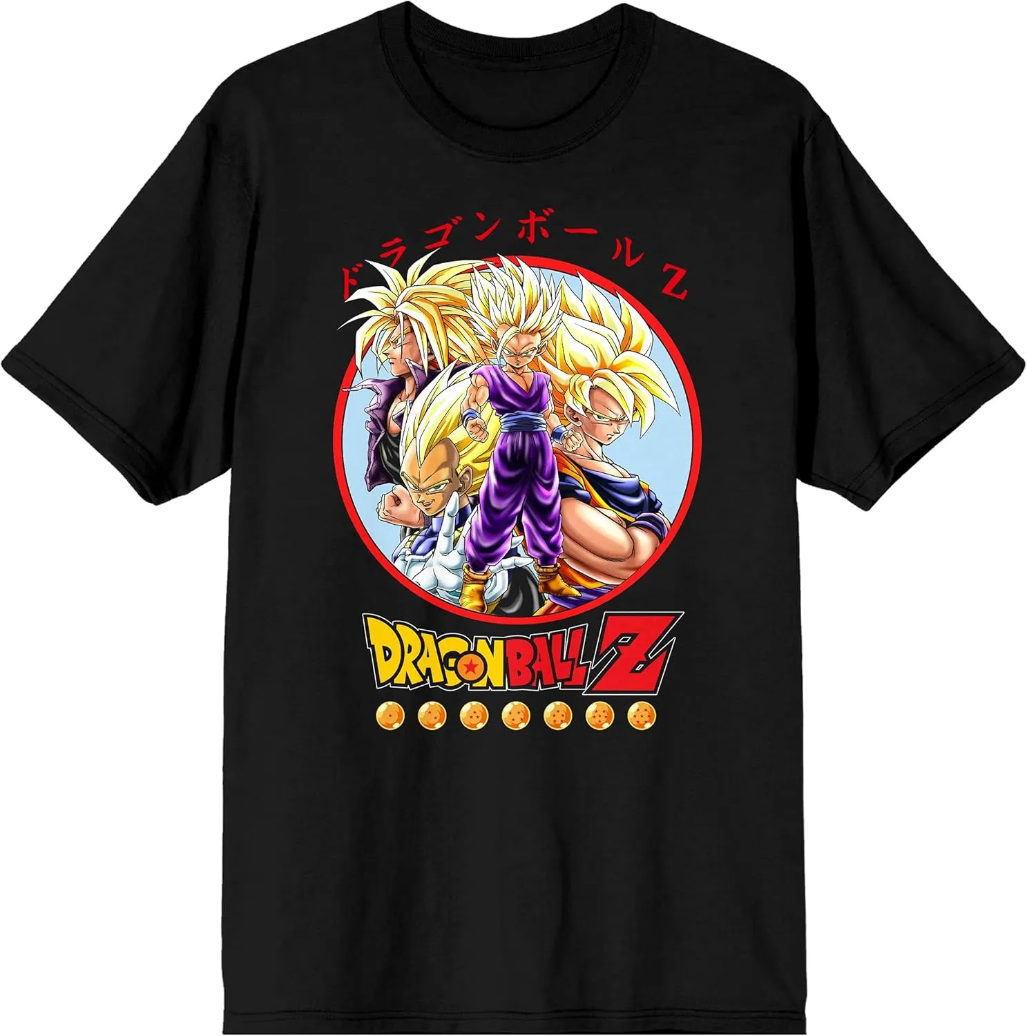 Dragon Ball Z Anime Characters Group Shot Mens Black Graphic Tee Shirt