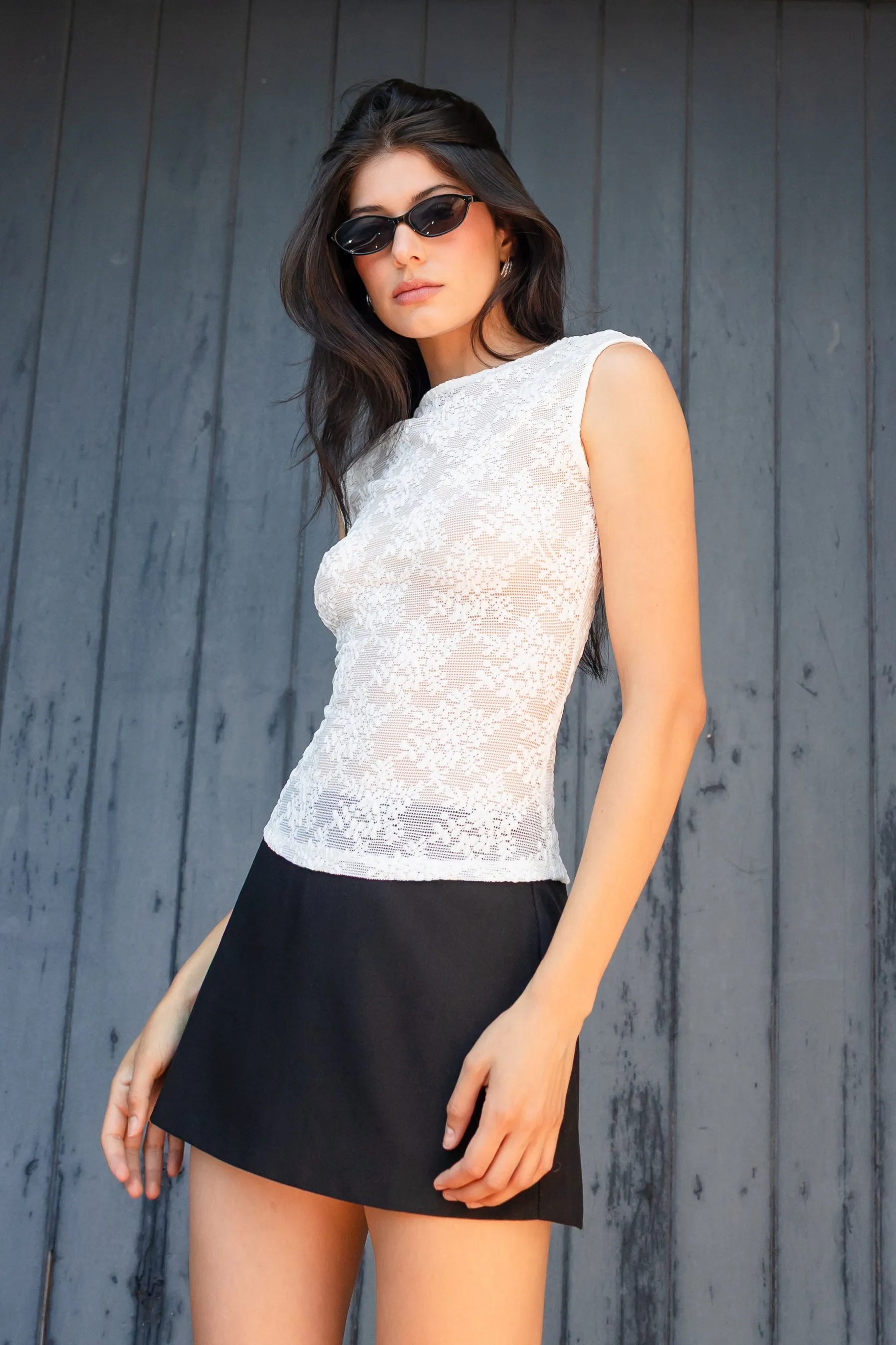 Reflective Safety Trim Deanna Lace Top